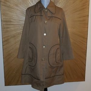 VINTAGE peacoat w/ faux leather piping